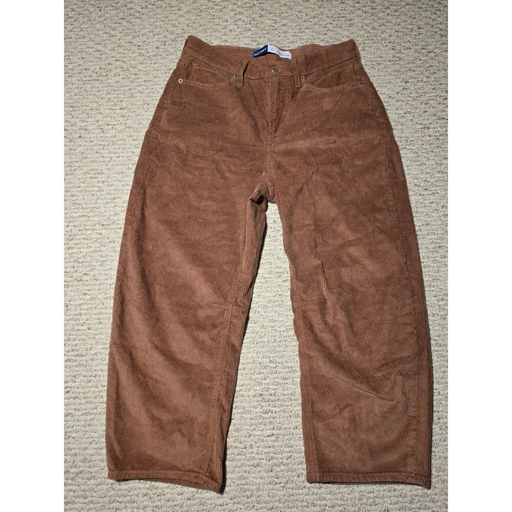Old Navy Wide Leg Barrel Corduroy Jeans Brown Women's 10 Petite High Rise Fall